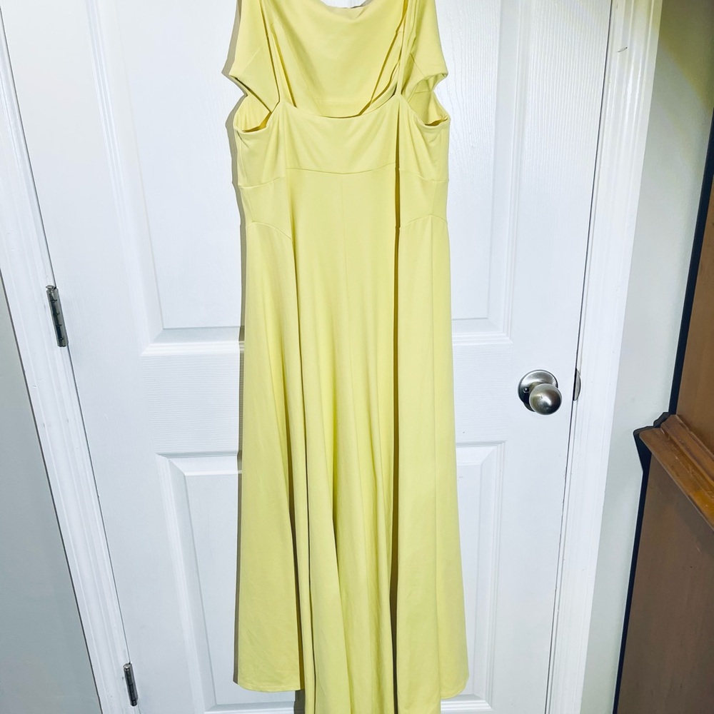 Susana Monaco Maxi Dress Nylon Stretch Fit & Flare Yellow Sz L - Picture 6 of 13